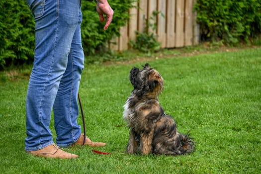 owner training their puppy