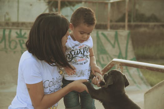 family training their puppy together