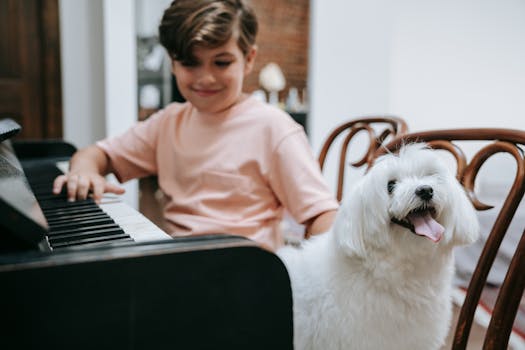 children playing with their puppy