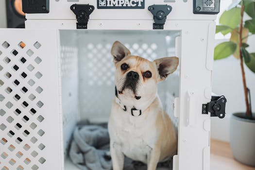 puppy in a crate during training