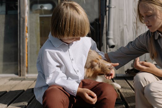 dog enjoying socialization with kids