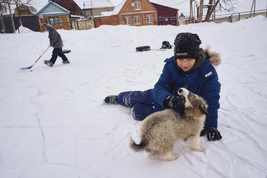 puppy playing with kids