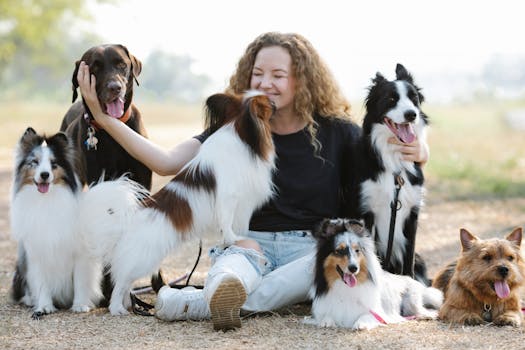 happy dog and owner