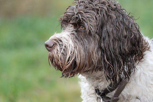 puppy playing in the rain