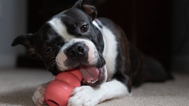 puppy with chew toys