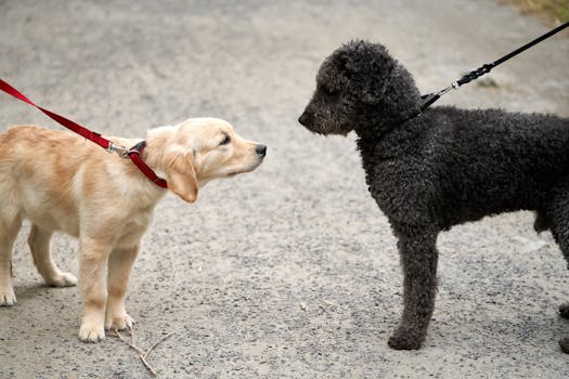 puppy meeting other dogs