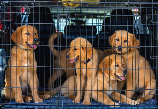 puppy in a crate