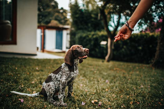 happy puppy receiving a treat