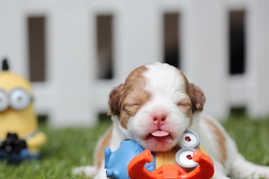 dog playing with toys