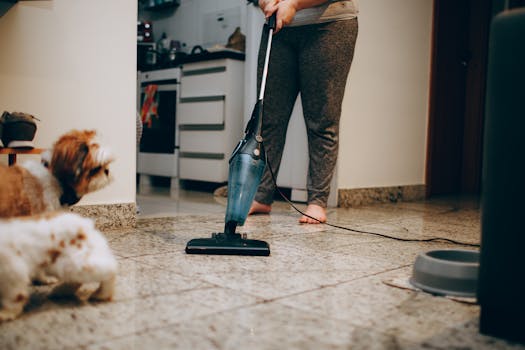 Puppy following owner around the house